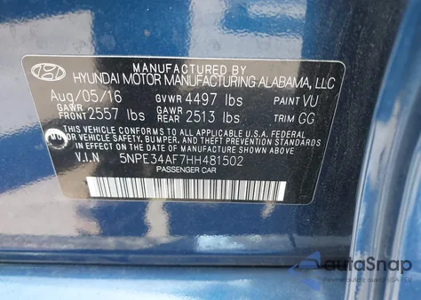 2017 Hyundai Sonata Sport из США, поврежденный, VIN 5NPE34AF7HH481502